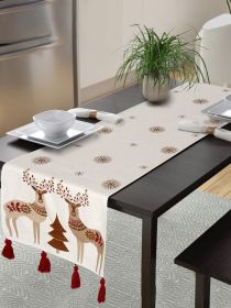 Embroidery Table Runner | Table Runner for Festive Gatherings | Decorative Table Runner | Reindeer Table Runner