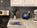 NEW Lavender in Watercolor Glass Cutting Board Decorative Tempered Glass Kitchen Cutting and Serving Board Large Size Chopping Board